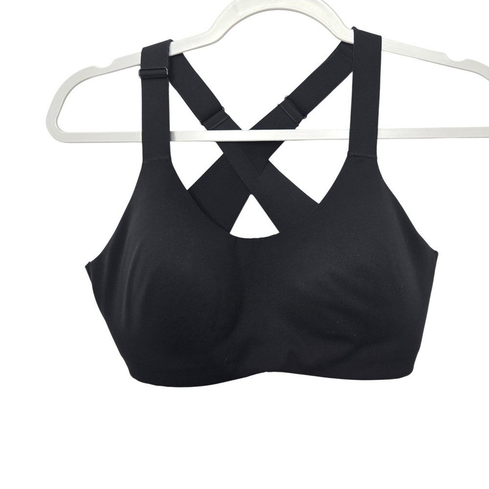 Spanx FlexFeel Medium Impact Sports Bra Womens Size M Black Crisscross Back